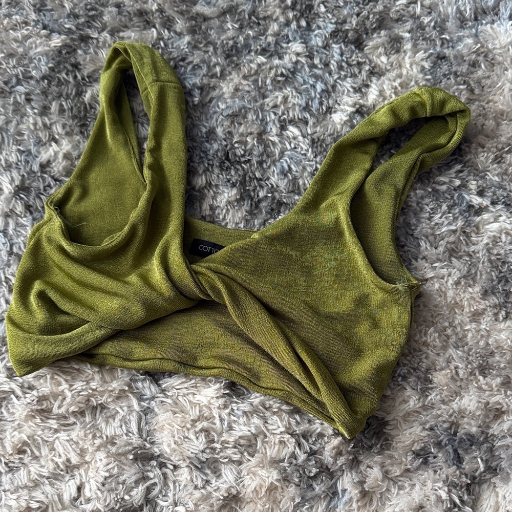 Olive Green Women's Twist Front Top